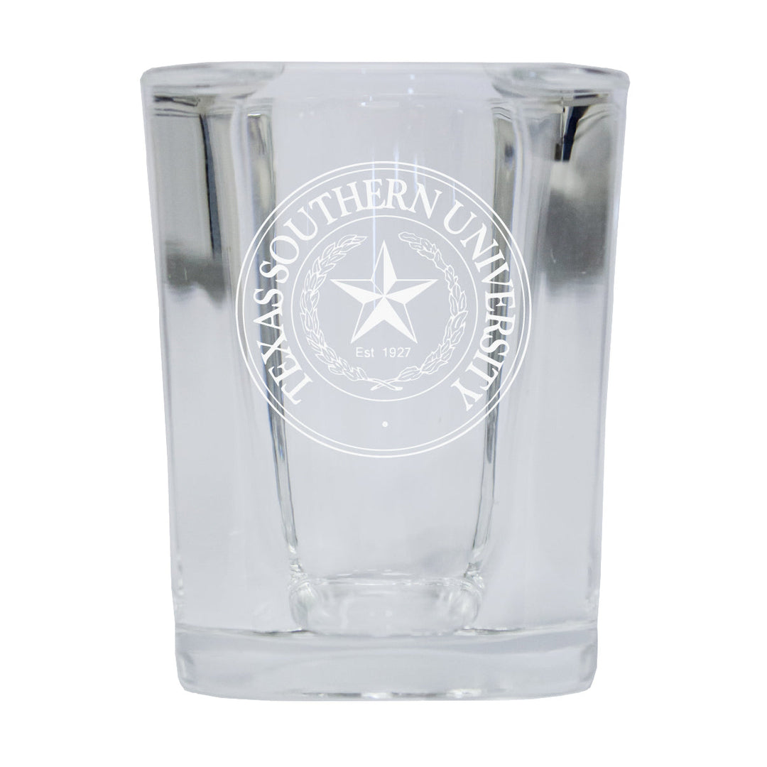 Texas Southern University 2 Ounce Square Shot Glass laser etched logo Design Image 1