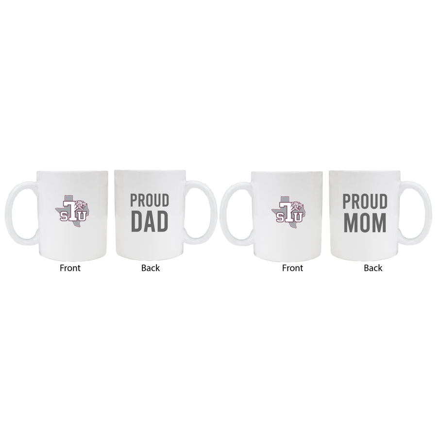 Texas Southern University Proud Mom And Dad White Ceramic Coffee Mug 2 pack (White). Image 1