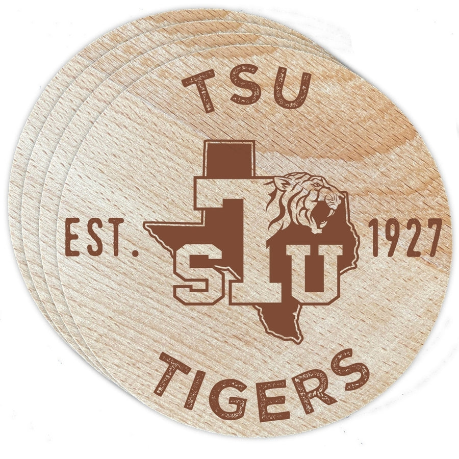 Texas Southern University Wood Coaster Engraved 4 Pack Image 1