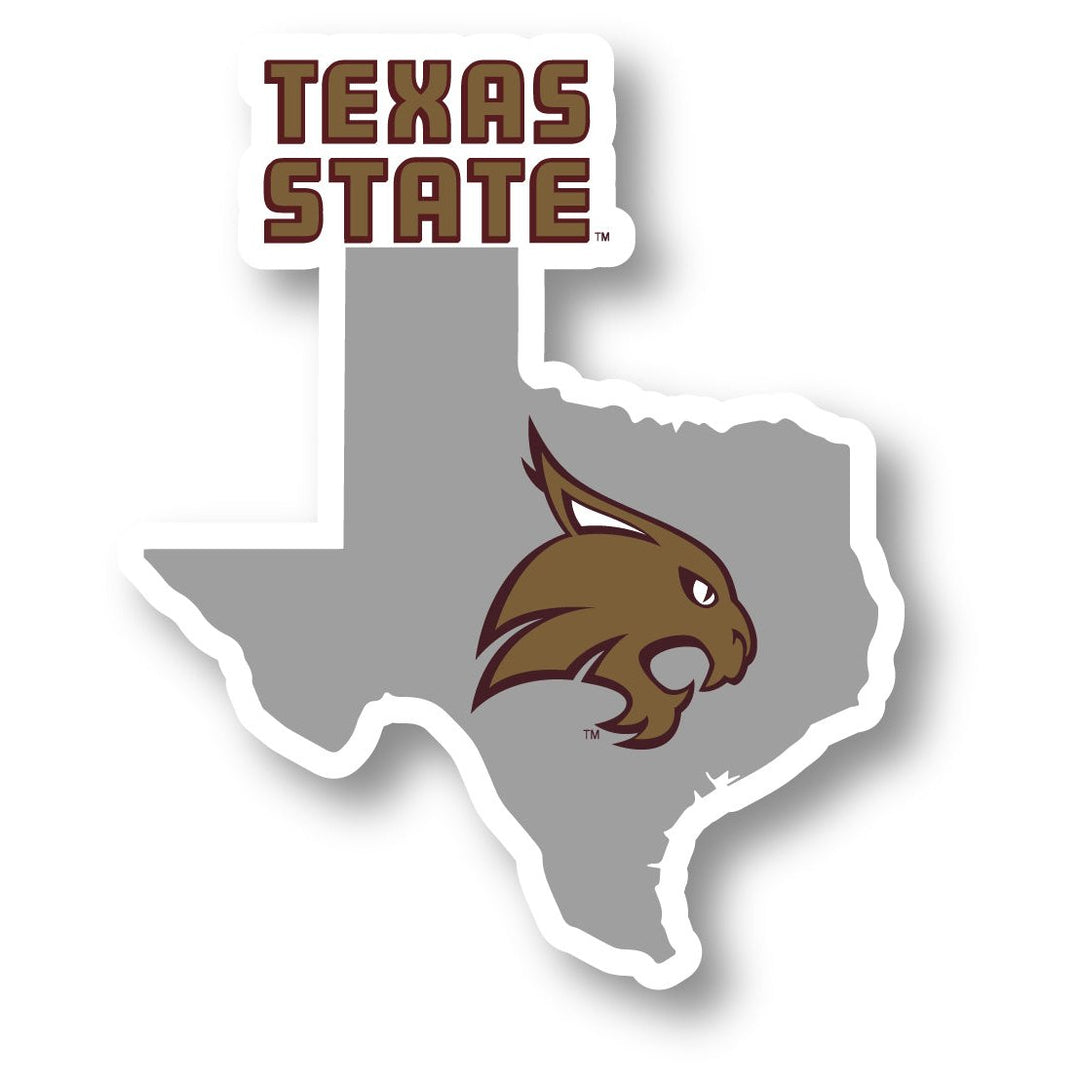 Texas State Bobcats 4-Inch State Shape NCAA Vinyl Decal Sticker for Fans, Students, and Alumni Image 1