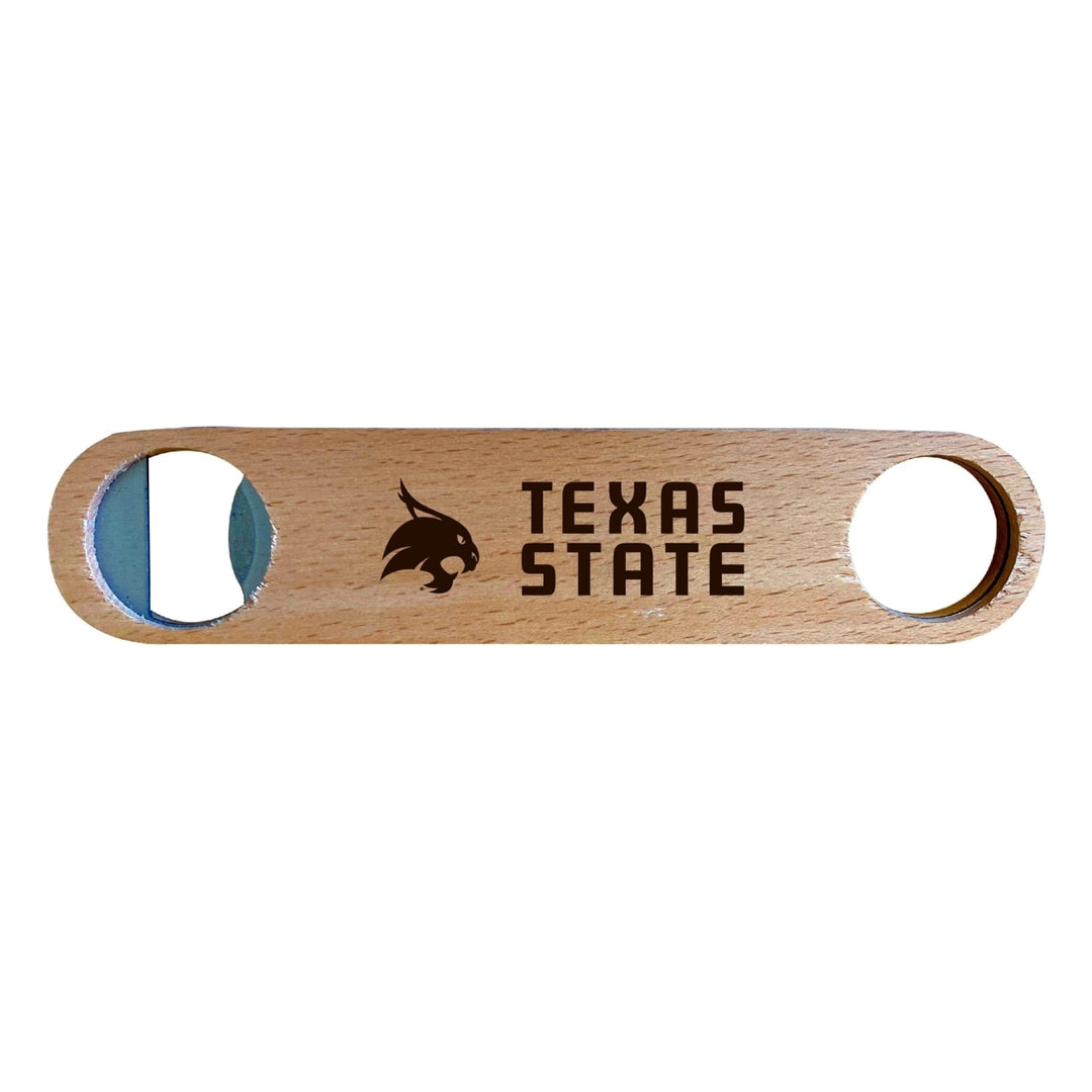 Texas State Bobcats NCAA Elegant Laser-Etched Wooden Bottle Opener - Collegiate Bar Accessory Image 1