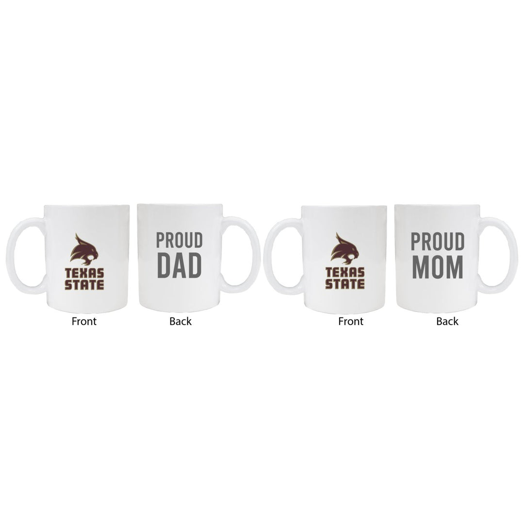 Texas State Bobcats Proud Mom And Dad White Ceramic Coffee Mug 2 pack (White) Image 1