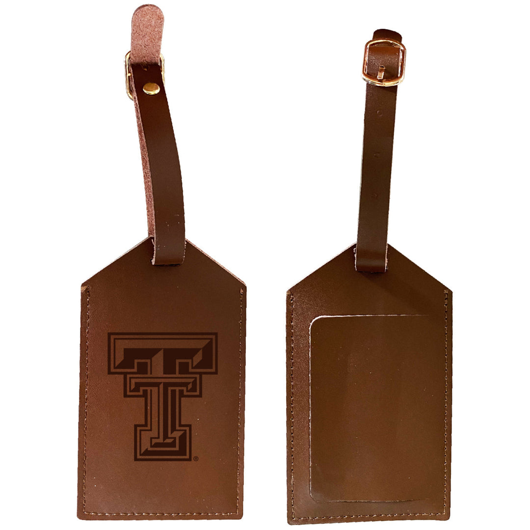 Elegant Texas Tech Red Raiders NCAA Leather Luggage Tag with Engraved Logo Image 1