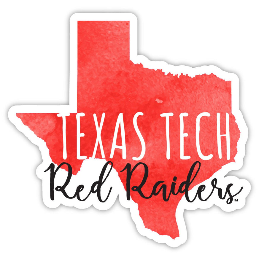 Texas Tech Red Raiders 4-Inch Watercolor State Shaped NCAA Vinyl Decal Sticker for Fans, Students, and Alumni Image 1