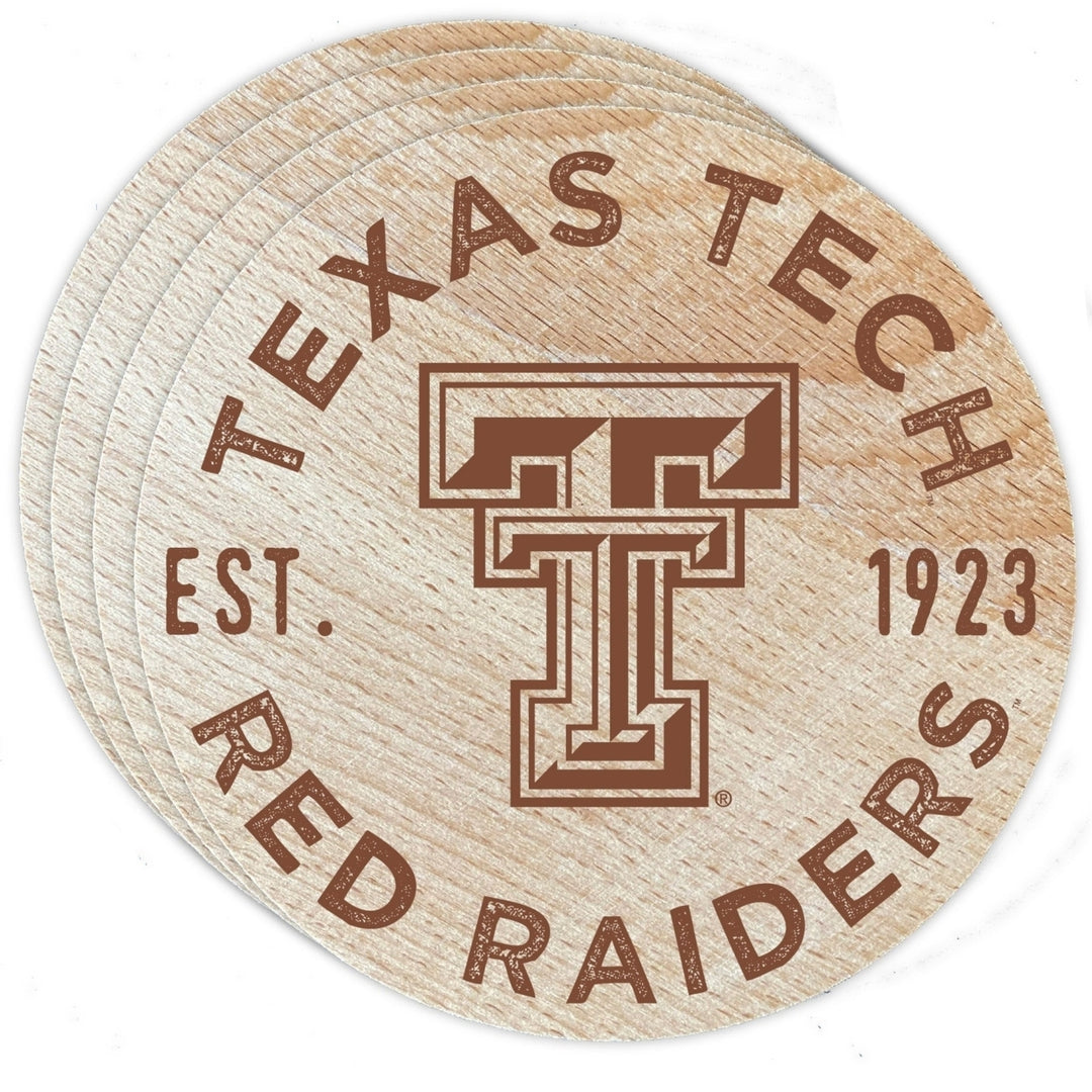 Texas Tech Red Raiders Officially Licensed Wood Coasters (4-Pack) - Laser Engraved, Never Fade Design Image 1