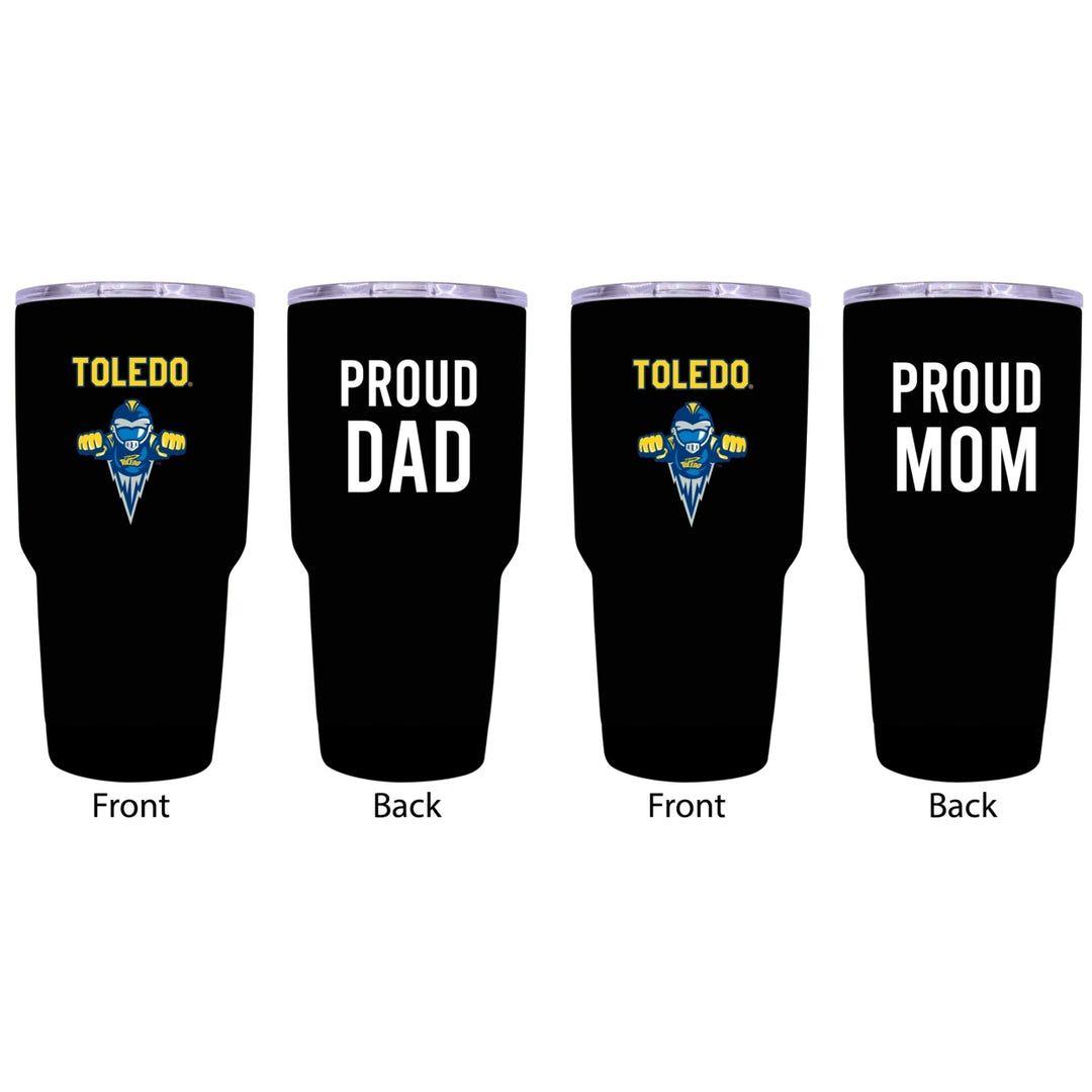 Toledo Rockets Proud Parent 24 oz Insulated Tumblers Set - Black, Mom and Dad Edition Image 1
