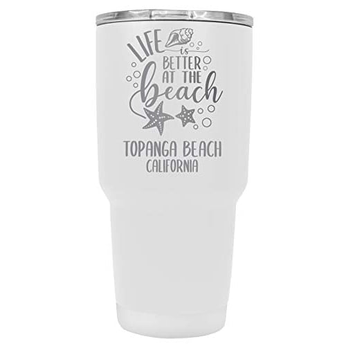 Topanga Beach California Souvenir Laser Engraved 24 Oz Insulated Stainless Steel Tumbler White Image 1