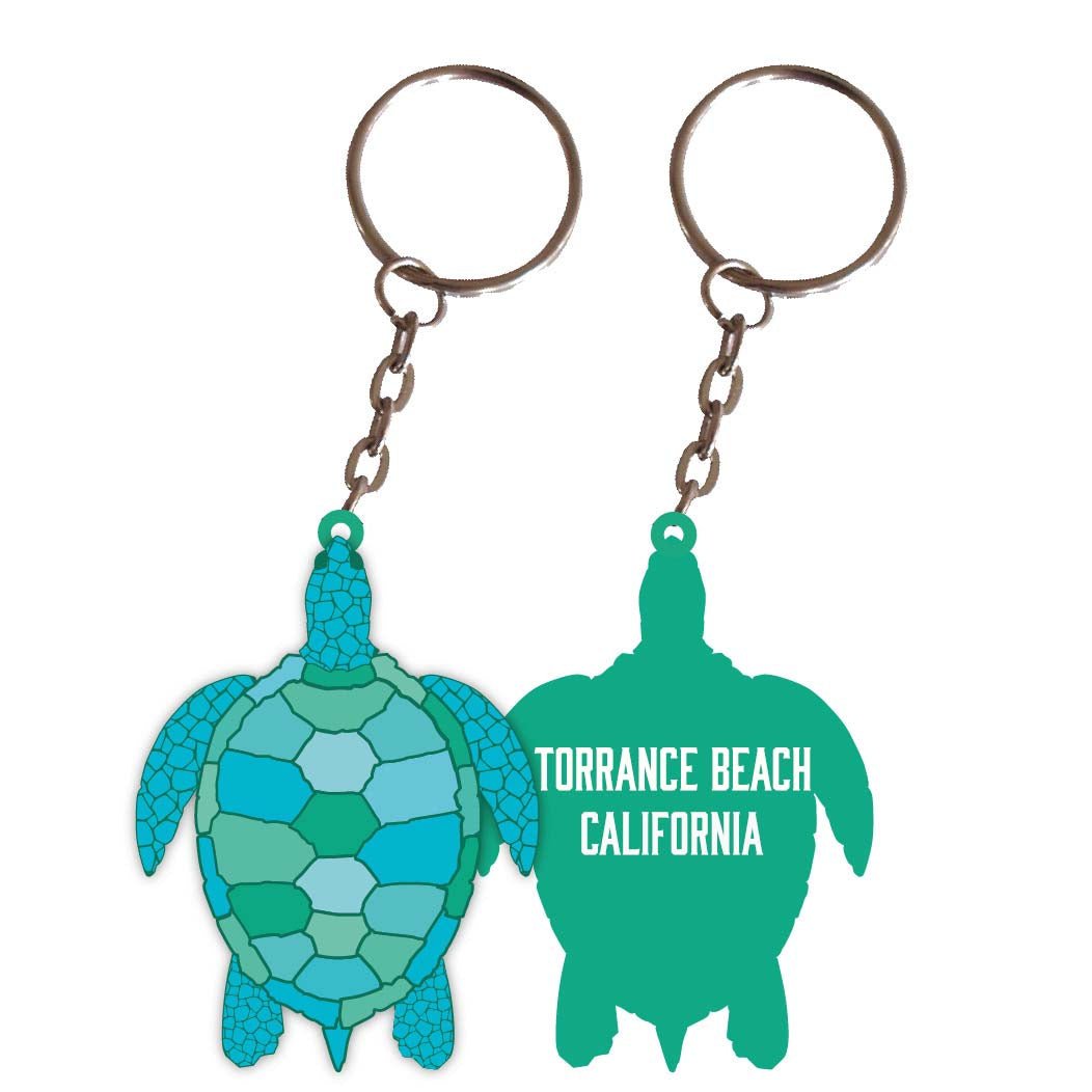 Torrance Beach California Turtle Metal Keychain Image 1