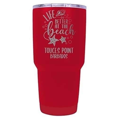 Touces Point Barbados Souvenir Laser Engraved 24 Oz Insulated Stainless Steel Tumbler Red Image 1