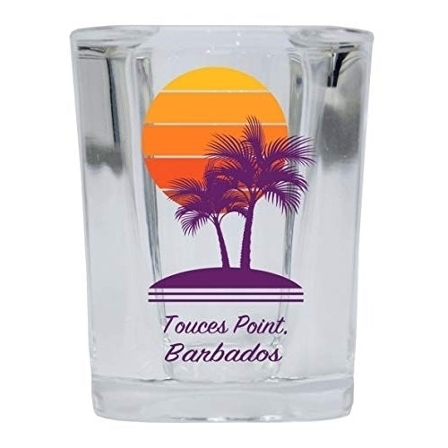Touces Point Barbados Souvenir 2 Ounce Square Shot Glass Palm Design Image 1