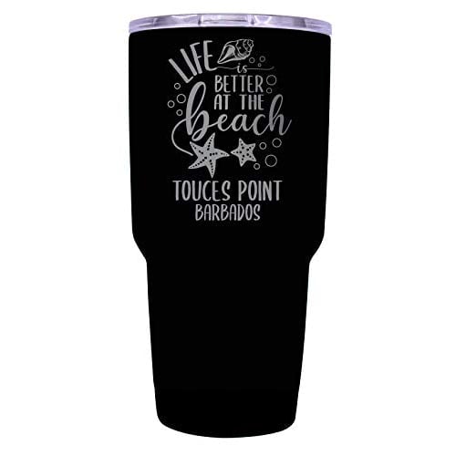 Touces Point Barbados Souvenir Laser Engraved 24 Oz Insulated Stainless Steel Tumbler Black Image 1