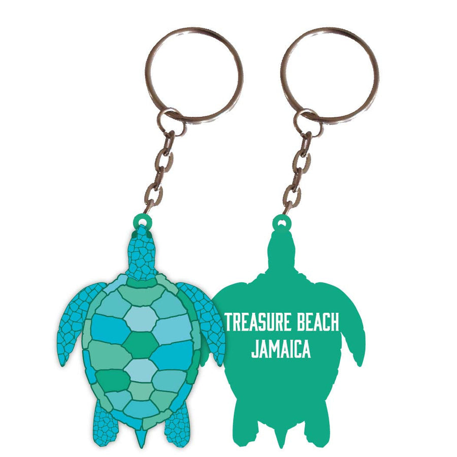 Treasure Beach Jamaica Turtle Metal Keychain Image 1