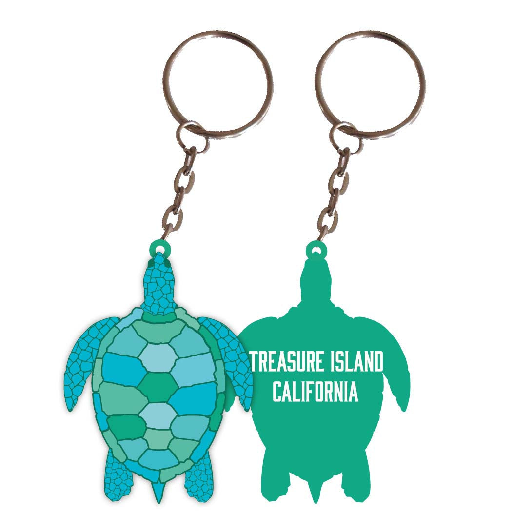 Treasure Island California Turtle Metal Keychain Image 1