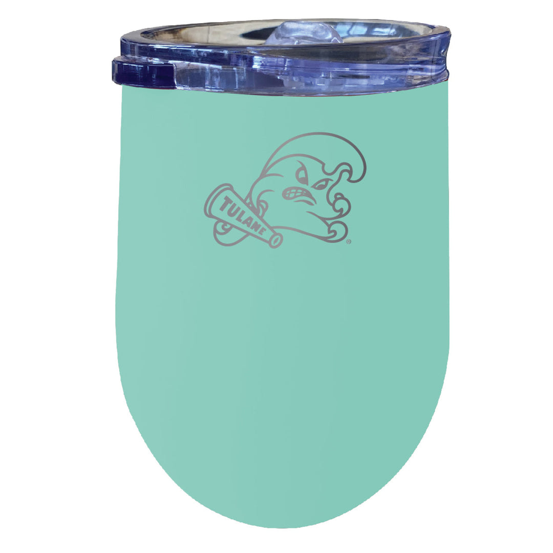 Tulane University Green Wave NCAA Laser-Etched Wine Tumbler - 12oz Stainless Steel Insulated Cup Image 4