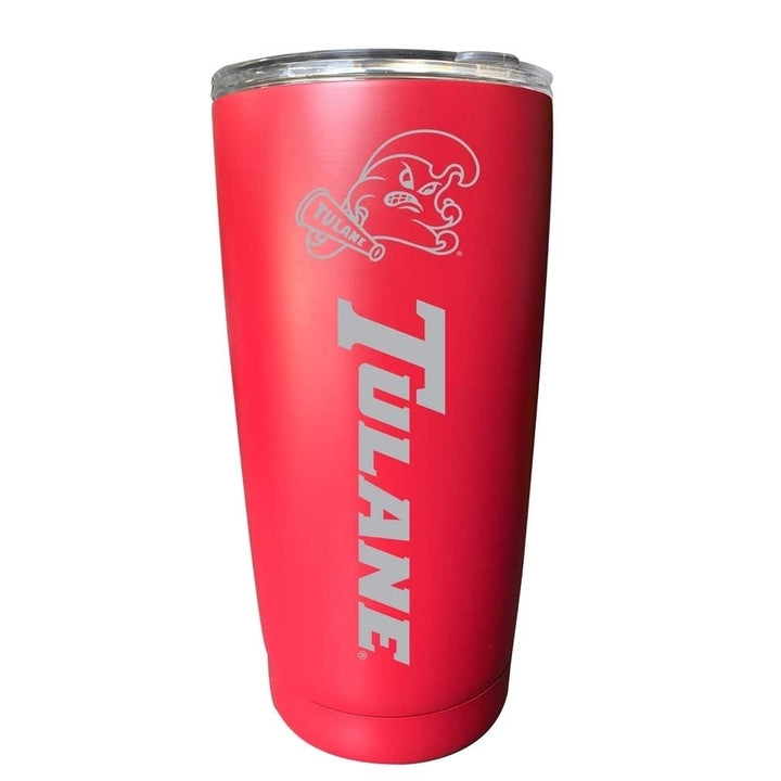 Tulane University Green Wave NCAA Laser-Engraved Tumbler - 16oz Stainless Steel Insulated Mug Choose Your Color Image 2