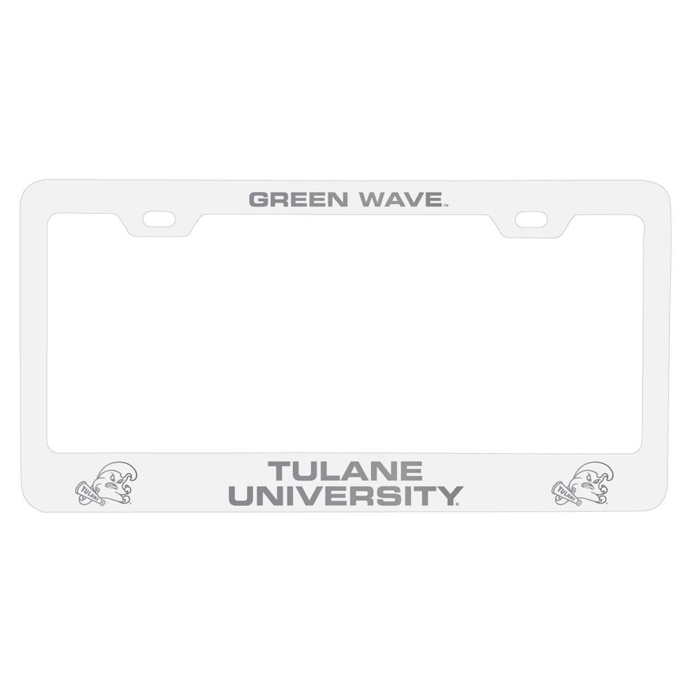 Tulane University Green Wave NCAA Laser-Engraved Metal License Plate Frame - Choose Black or White Color Image 2