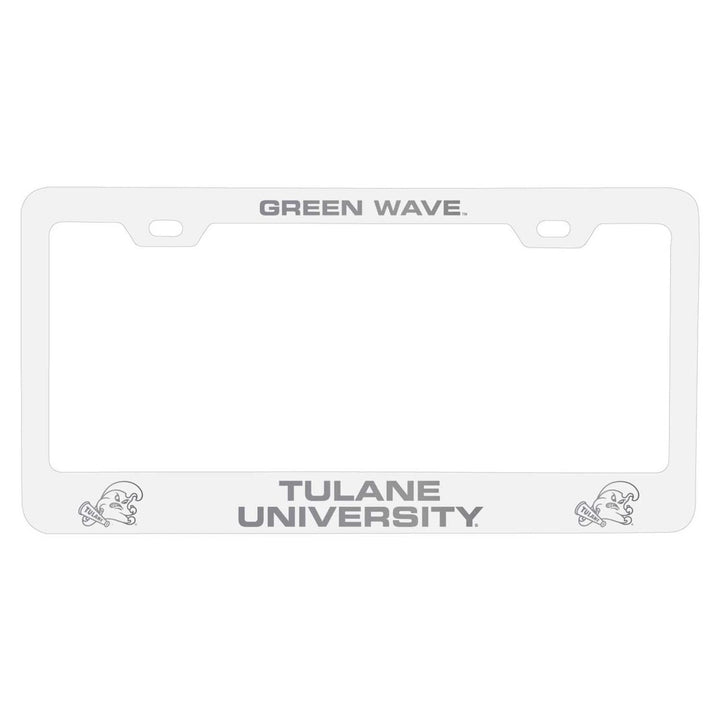 Tulane University Green Wave NCAA Laser-Engraved Metal License Plate Frame - Choose Black or White Color Image 2