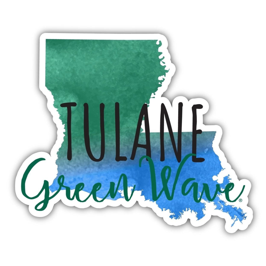 Tulane University Green Wave 4-Inch Watercolor State Shaped NCAA Vinyl Decal Sticker for Fans, Students, and Alumni Image 1