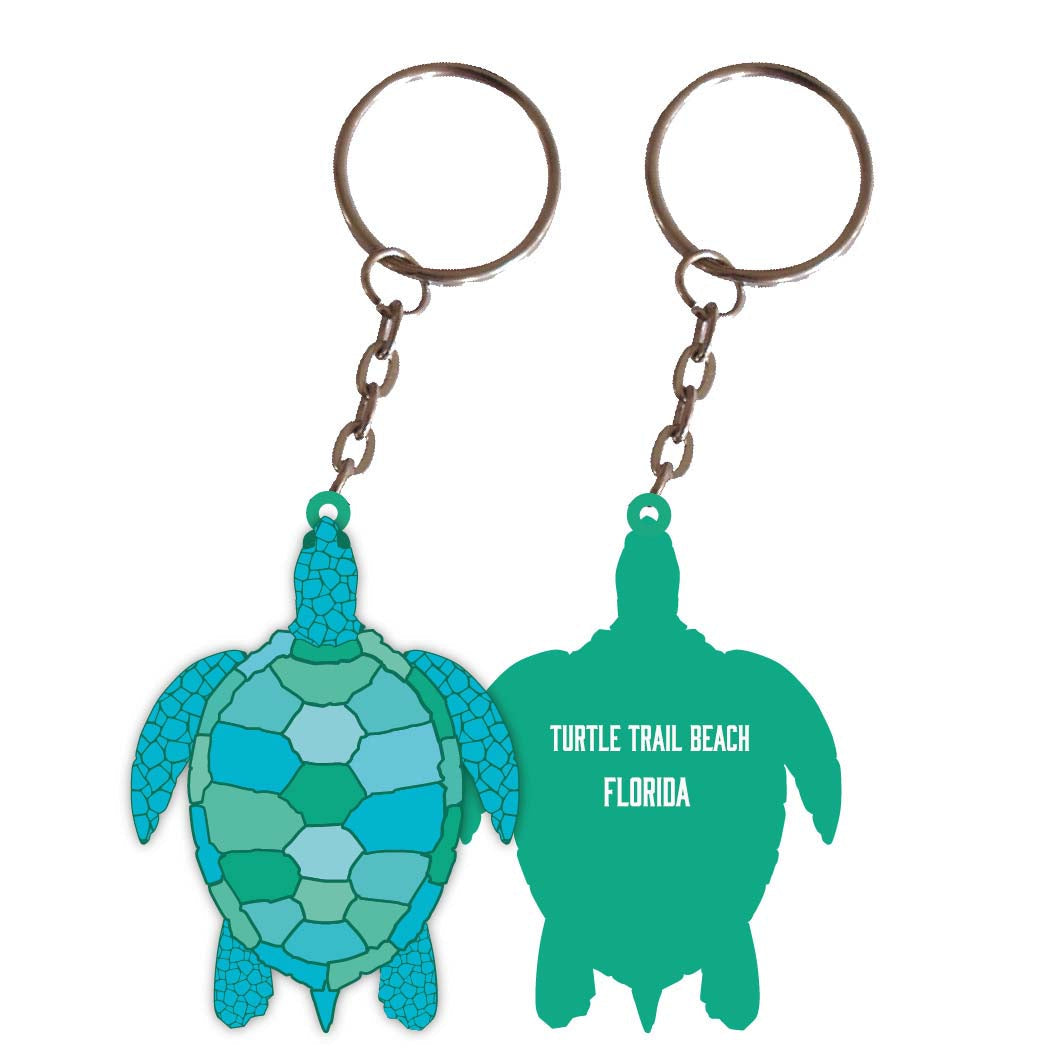 Turtle Trail Beach Florida Turtle Metal Keychain Image 1