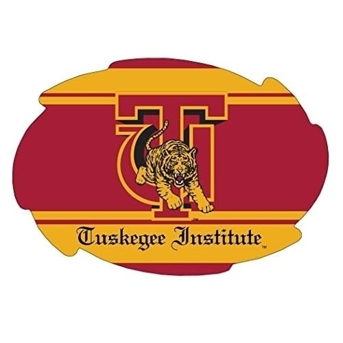 Tuskegee University Stripe Design Swirl Shape 5x6-Inch NCAA High-Definition Magnet - Versatile Metallic Surface Image 1