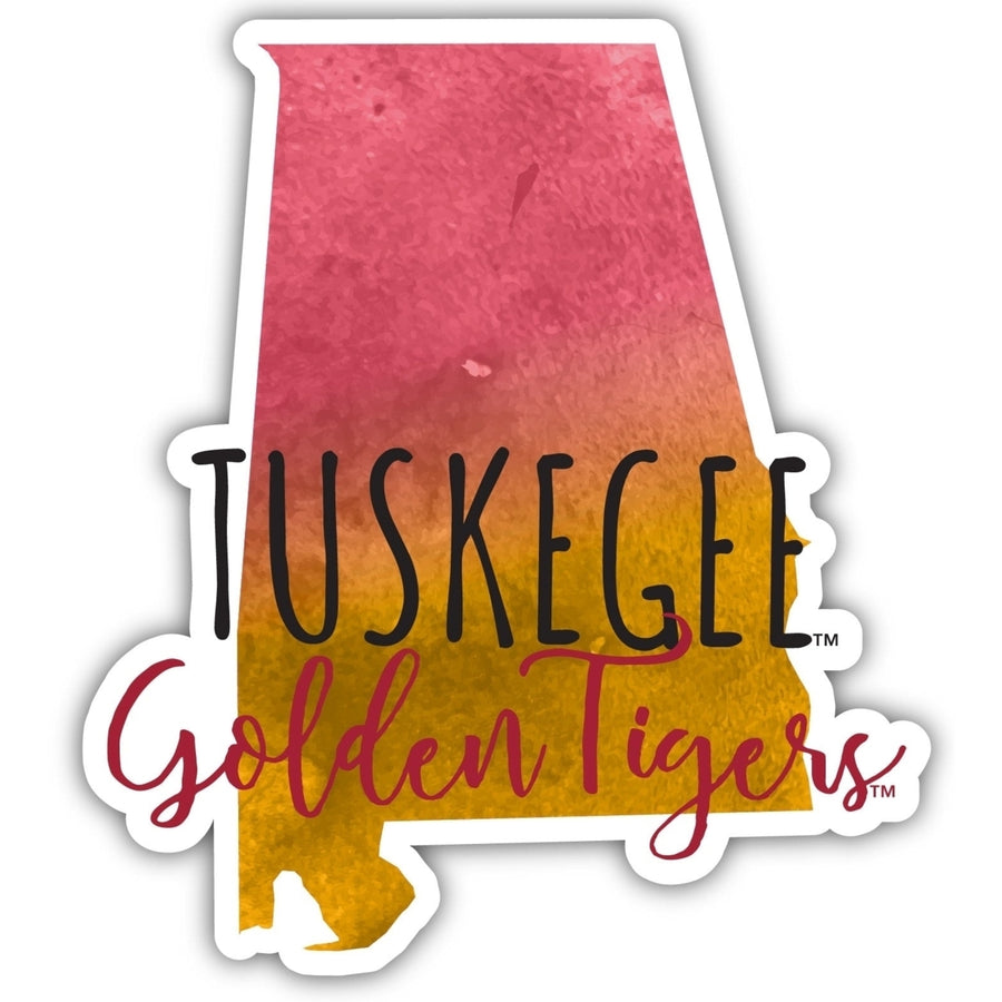 Tuskegee University 2-Inch on one of its sides Watercolor Design NCAA Durable School Spirit Vinyl Decal Sticker Image 1