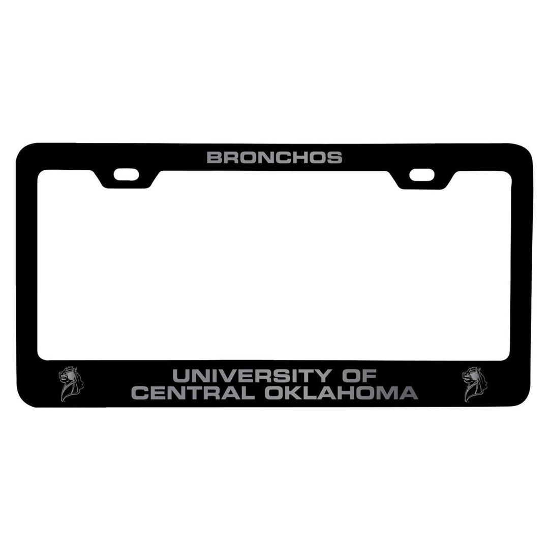 University of Central Oklahoma Bronchos NCAA Laser-Engraved Metal License Plate Frame - Choose Black or White Color Image 1