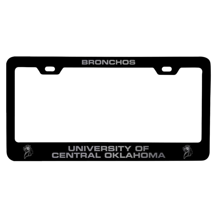 University of Central Oklahoma Bronchos NCAA Laser-Engraved Metal License Plate Frame - Choose Black or White Color Image 1