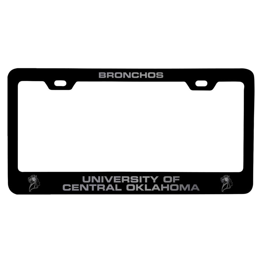 University of Central Oklahoma Bronchos NCAA Laser-Engraved Metal License Plate Frame - Choose Black or White Color Image 1