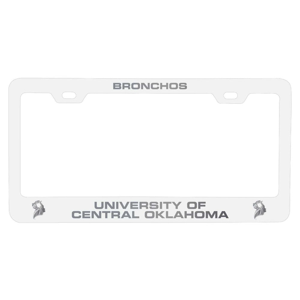 University of Central Oklahoma Bronchos NCAA Laser-Engraved Metal License Plate Frame - Choose Black or White Color Image 2