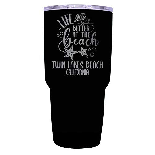 Twin Lakes Beach California Souvenir Laser Engraved 24 Oz Insulated Stainless Steel Tumbler Black Image 1
