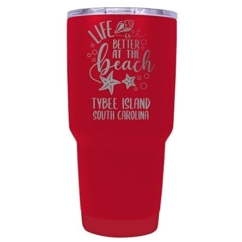 Tybee Island South Carolina Souvenir Laser Engraved 24 Oz Insulated Stainless Steel Tumbler Red Image 1