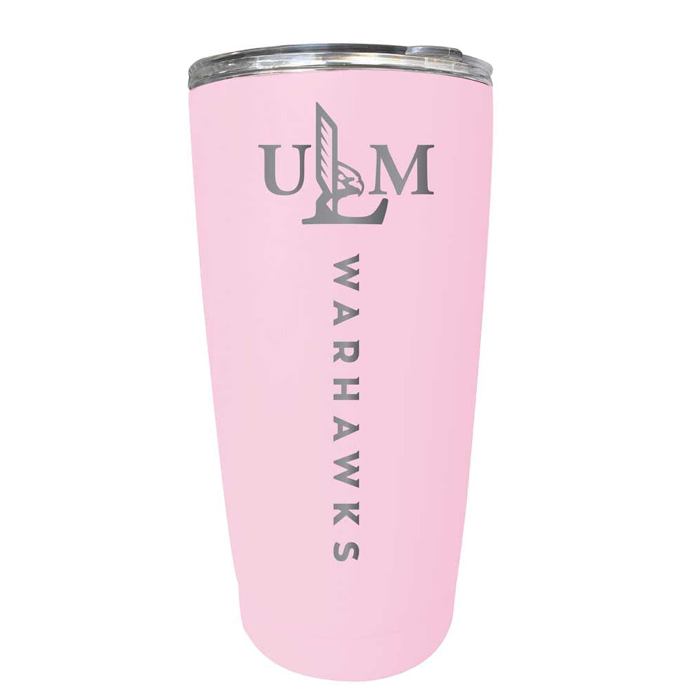 University of Louisiana Monroe Etched 16 oz Stainless Steel Tumbler (Gray) Image 2