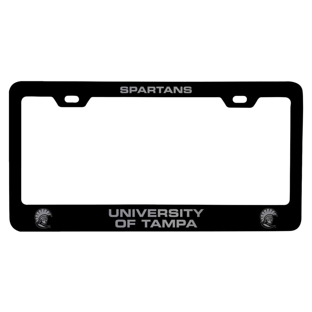 University of Tampa Spartans NCAA Laser-Engraved Metal License Plate Frame - Choose Black or White Color Image 1