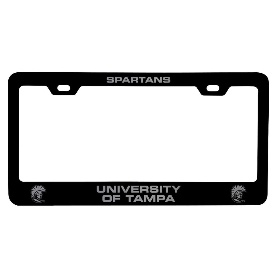 University of Tampa Spartans NCAA Laser-Engraved Metal License Plate Frame - Choose Black or White Color Image 1