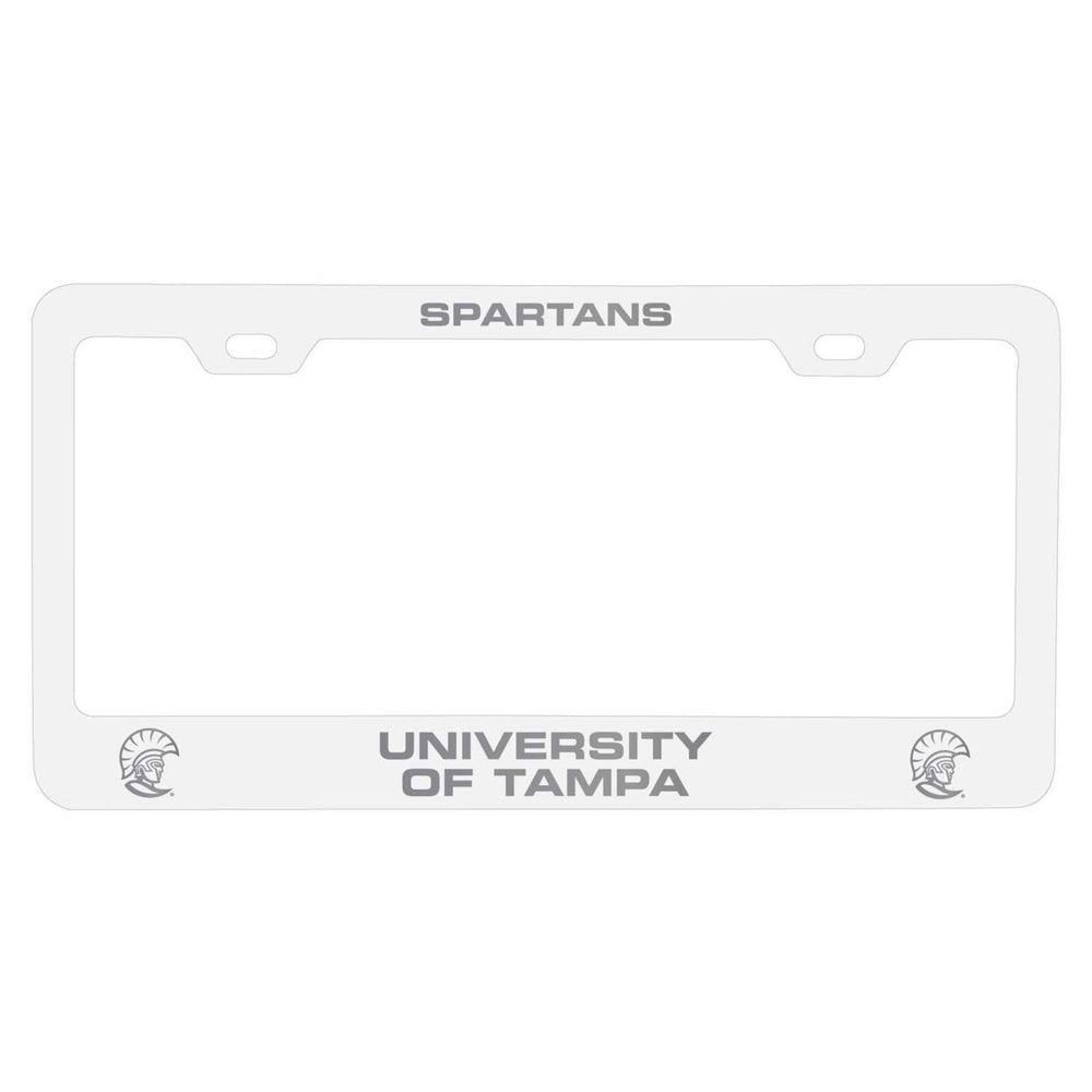 University of Tampa Spartans NCAA Laser-Engraved Metal License Plate Frame - Choose Black or White Color Image 2