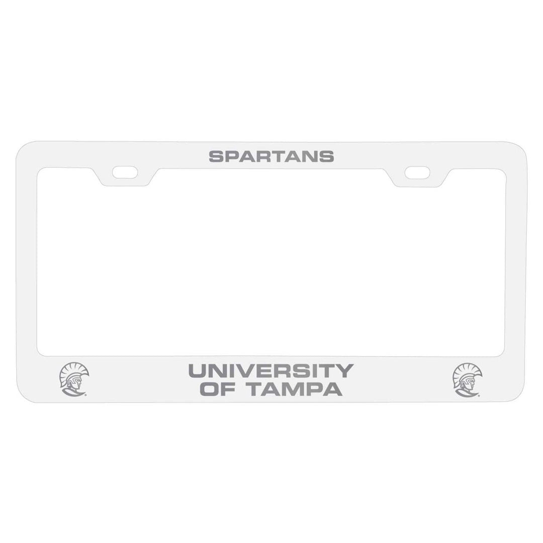 University of Tampa Spartans NCAA Laser-Engraved Metal License Plate Frame - Choose Black or White Color Image 2