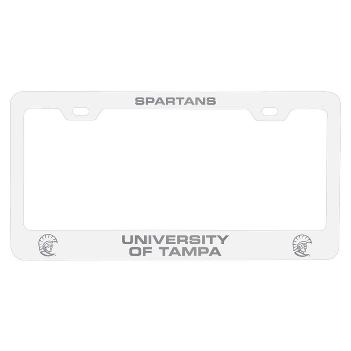 University of Tampa Spartans NCAA Laser-Engraved Metal License Plate Frame - Choose Black or White Color Image 2