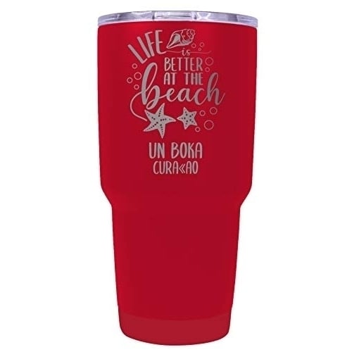 Un Boka Cura ao Souvenir Laser Engraved 24 Oz Insulated Stainless Steel Tumbler Red Image 1