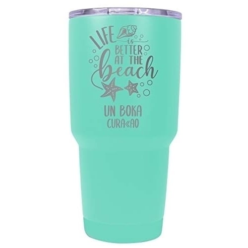 Un Boka Cura ao Souvenir Laser Engraved 24 Oz Insulated Stainless Steel Tumbler Seafoam Image 1