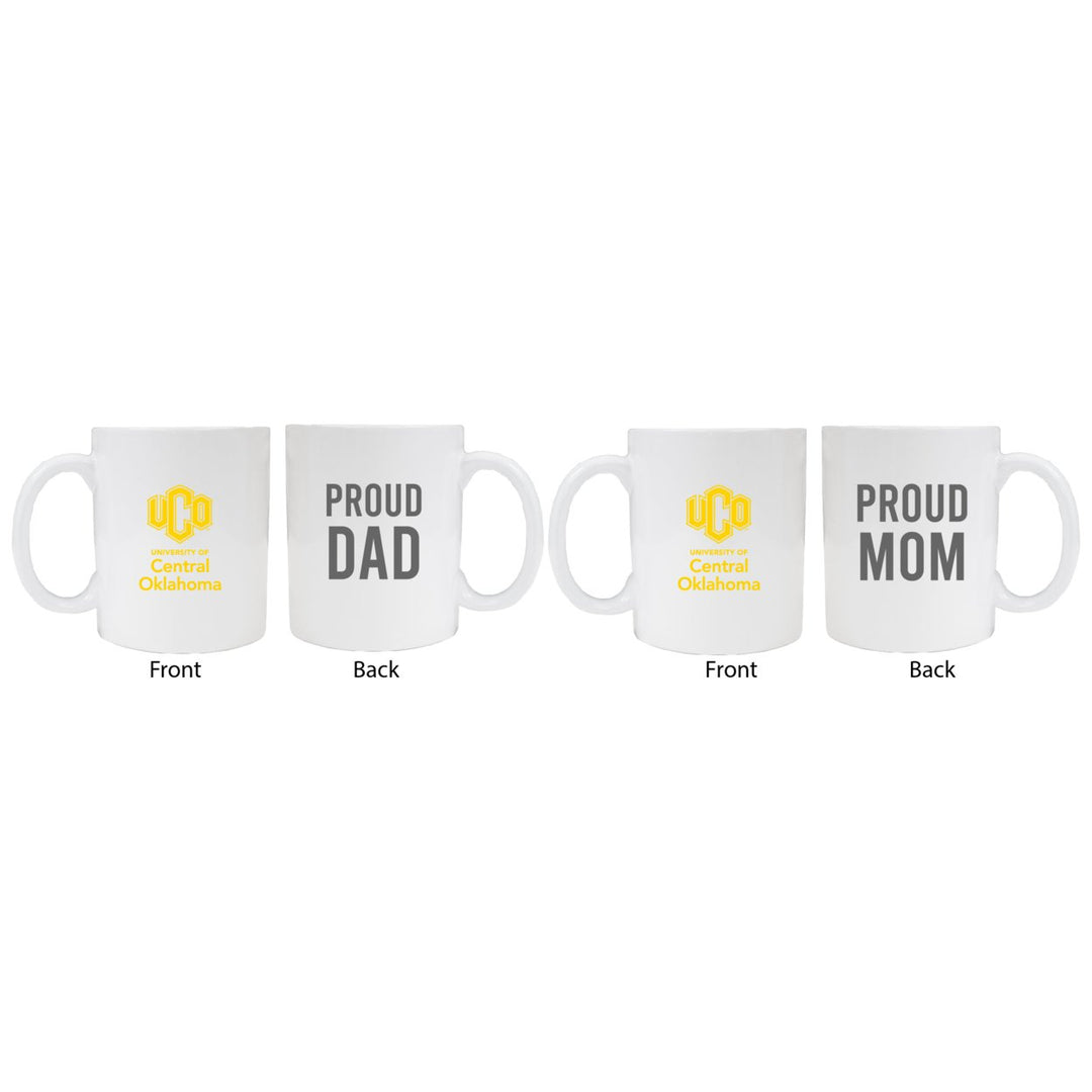 University of Central Oklahoma Bronchos Proud Mom And Dad White Ceramic Coffee Mug 2 pack (White) Image 1