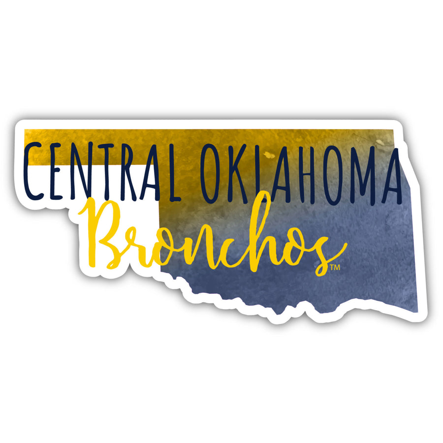 University of Central Oklahoma Bronchos 2-Inch on one of its sides Watercolor Design NCAA Durable School Spirit Vinyl Image 1