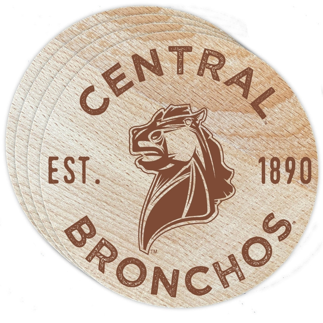 University of Central Oklahoma Bronchos Officially Licensed Wood Coasters (4-Pack) - Laser Engraved, Never Fade Design Image 1