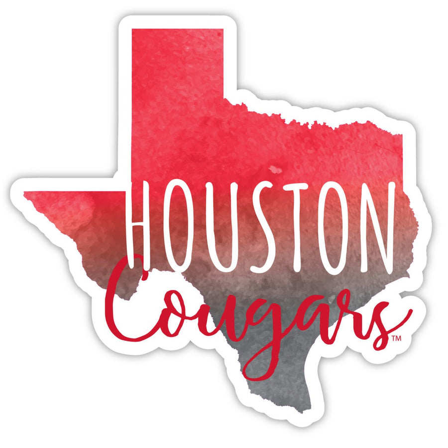 University of Houston 4-Inch Watercolor State Shaped NCAA Vinyl Decal Sticker for Fans, Students, and Alumni Image 1