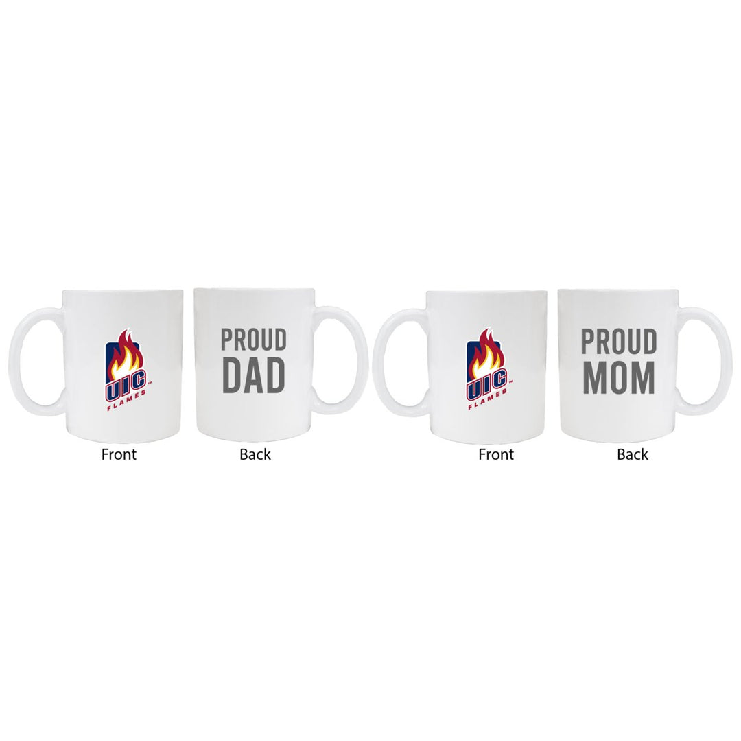 University of Illinois at Chicago Proud Mom And Dad White Ceramic Coffee Mug 2 pack (White) Image 1