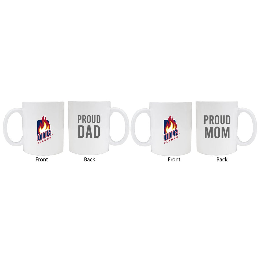 University of Illinois at Chicago Proud Mom And Dad White Ceramic Coffee Mug 2 pack (White) Image 1