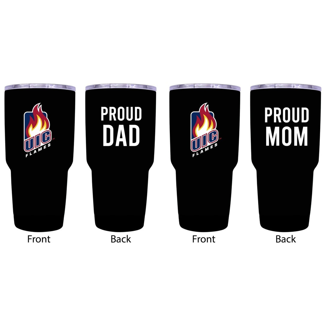 University of Illinois at Chicago Proud Parent 24 oz Insulated Tumblers Set - Black, Mom and Dad Edition Image 1