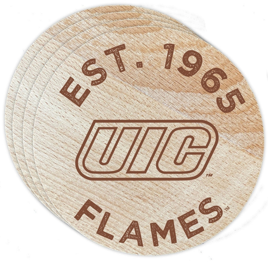 University of Illinois at Chicago Officially Licensed Wood Coasters (4-Pack) - Laser Engraved, Never Fade Design Image 1