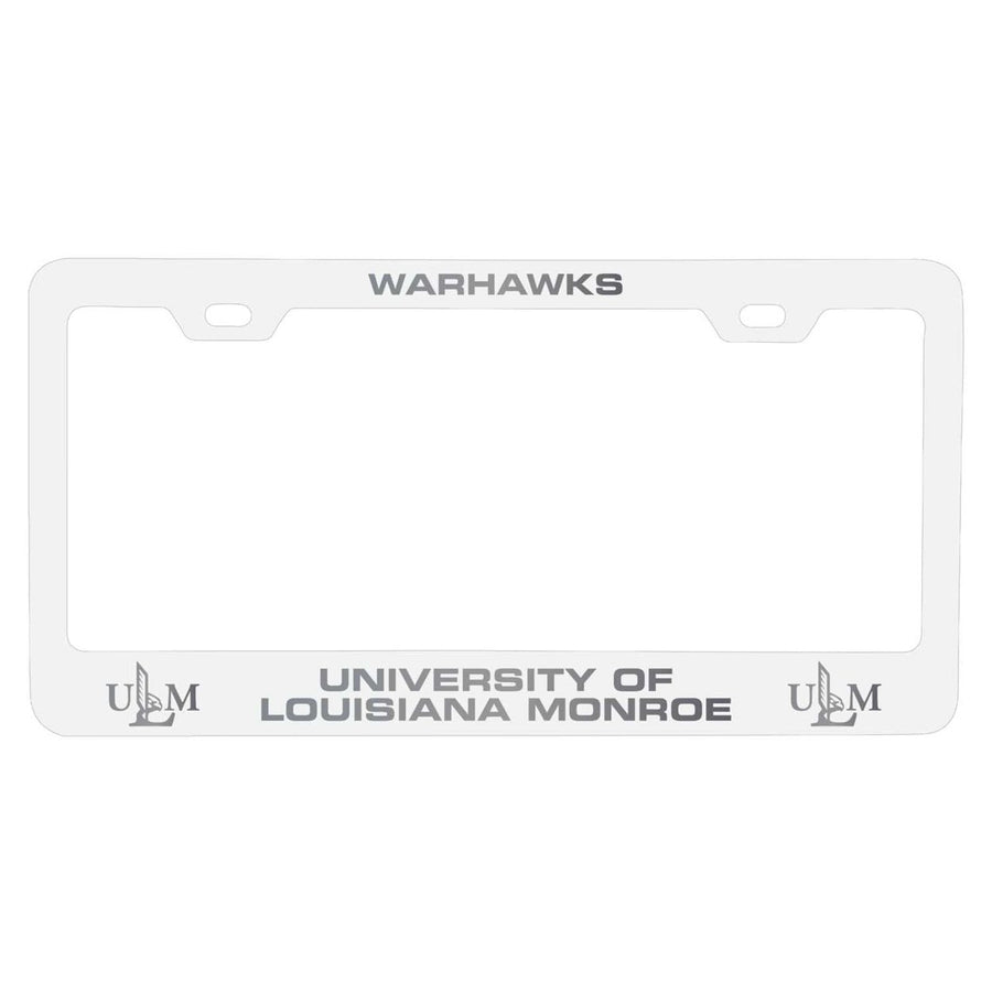 University of Louisiana Monroe NCAA Laser-Engraved Metal License Plate Frame - Choose Black or White Color Image 1