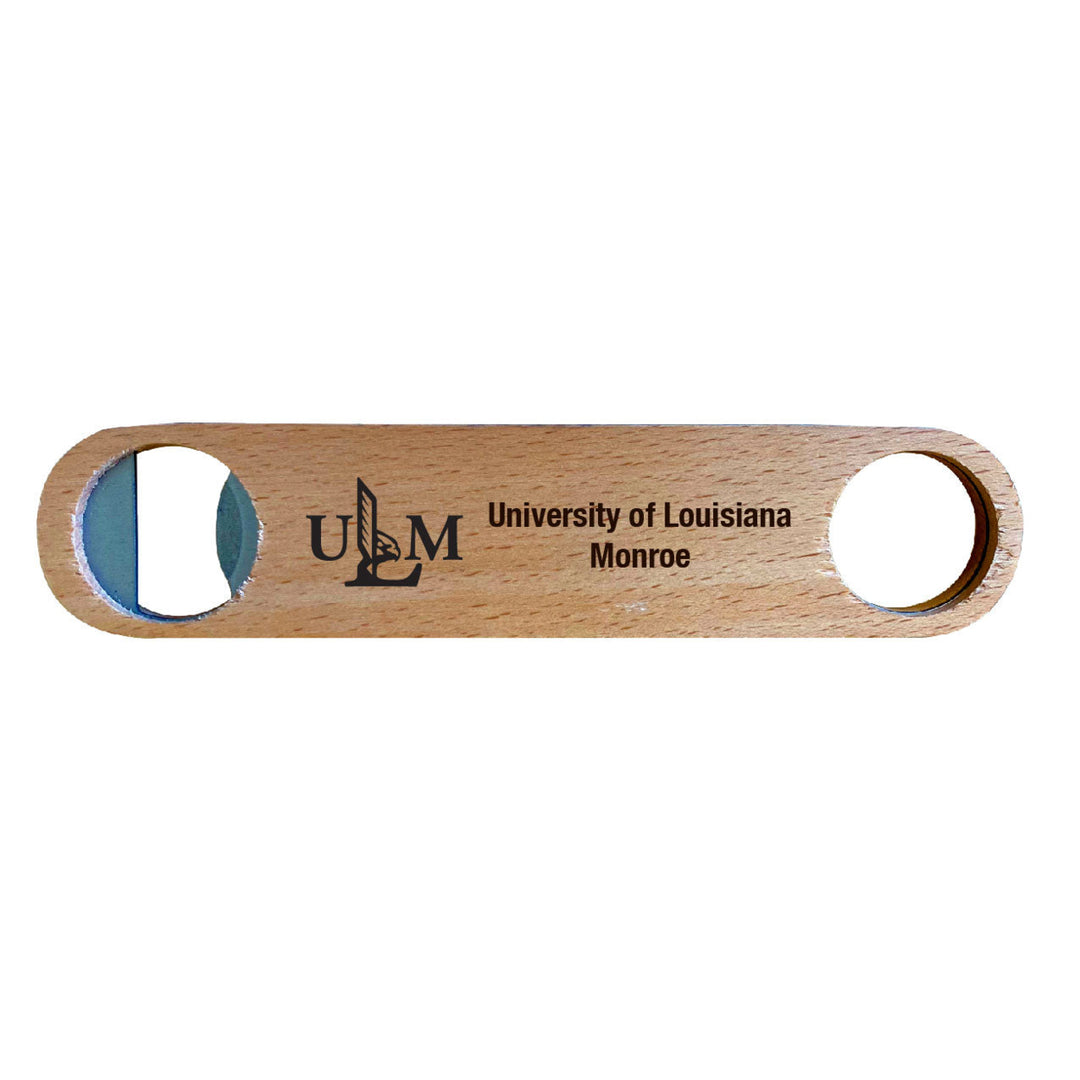 University of Louisiana Monroe NCAA Elegant Laser-Etched Wooden Bottle Opener - Collegiate Bar Accessory Image 1