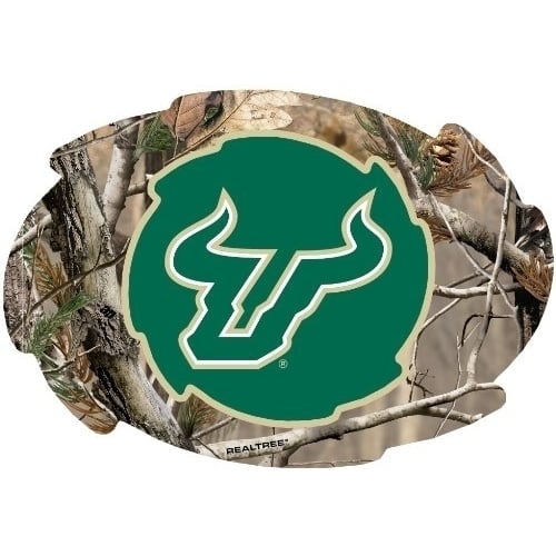 South Florida Bulls Camo Design Swirl Shape 5x6-Inch NCAA High-Definition Magnet - Versatile Metallic Surface Adornment Image 1